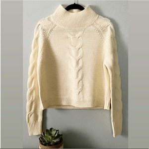 NWT Poof Apparel Mock Turtleneck Cropped Sweater